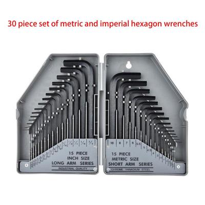 Durable 30Pcs S2 Alloy Steel Hex Key Allen Wrench Set for Repair & Maintenance, SAE & Metric