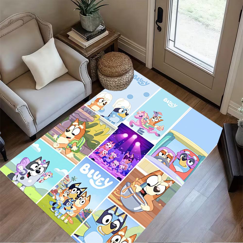 Bluey's Colorful Pals Carpet Suitable for Foyer Playrooms Dining Room Study room Antislip Carpet Office home decor Gift for Festivals