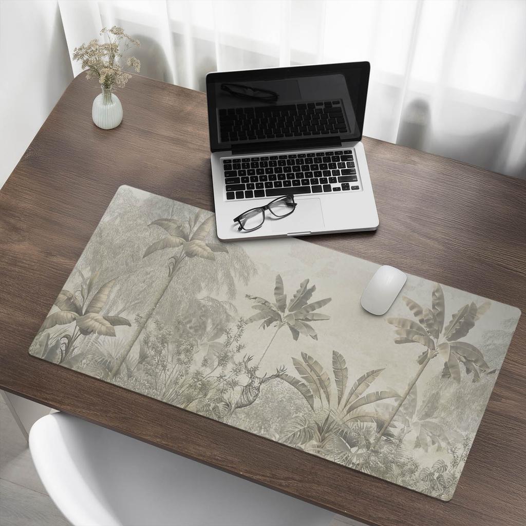 Stylowa Mata Winylowa Pod Komputer Tropikalny Las Z Jeleniem 100X50 Cm