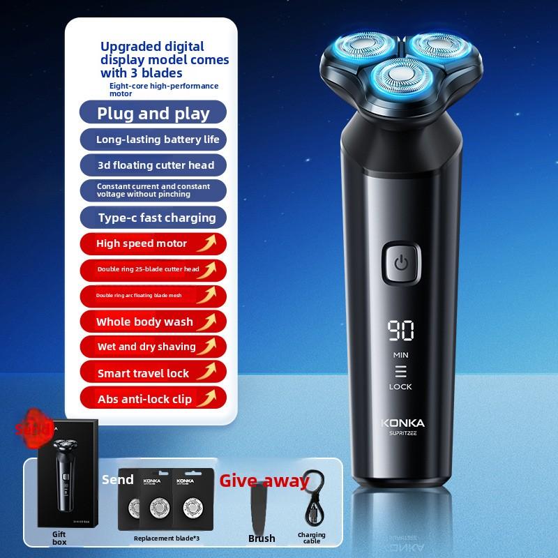 Full Body Washing Razor Electric USB Charging Type Convenient Wet and Dry 3D Floating Three-knife Head Razor Strong Battery Life