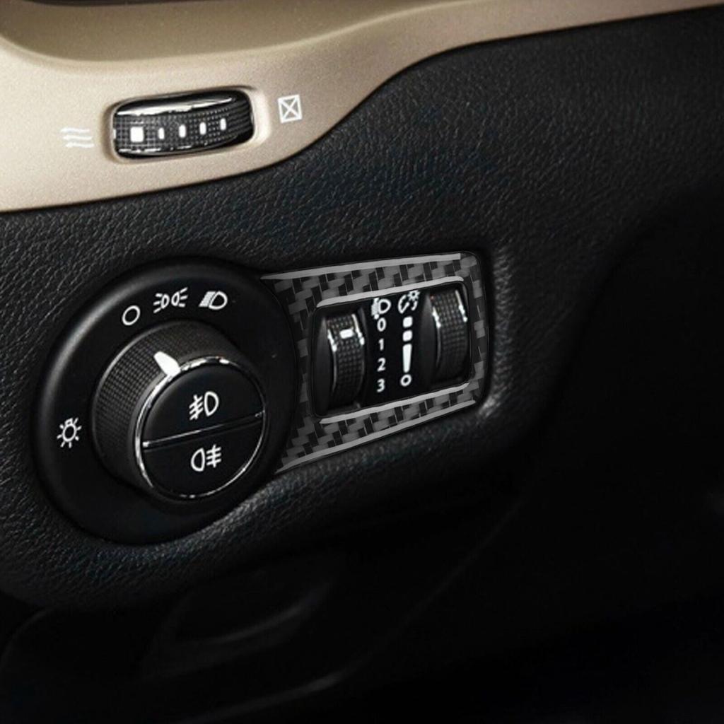 Real Carbon Fiber Dashboard Headlight Switch Button Trim For Jeep Cherokee 14-18