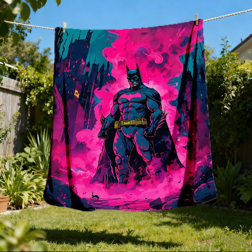 

1pc Batman Outdoor Flannel Throw Blanket Soft, Lightweight & Warm for Sofa, Office 80x120cm