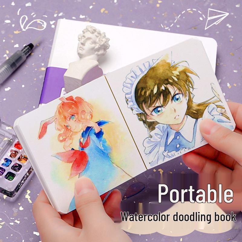 Portable Square Mini Watercolor Book: Acrylic, Cotton Pulp, and Fine Grain Paper for Painting and Doodling