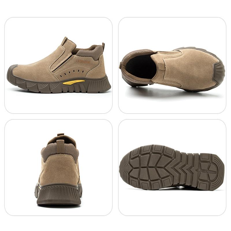 Oulylan Men's Summer Safety Shoes Lightweight Steel Toe Anti-Puncture Breathable   Wear-Resistant Work Shoes