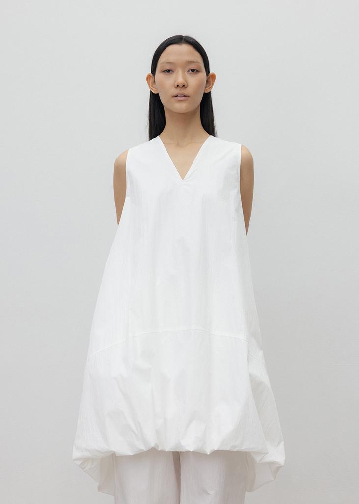 UMARMUNG Crispy Cotton Balloon Hem Dress_White
