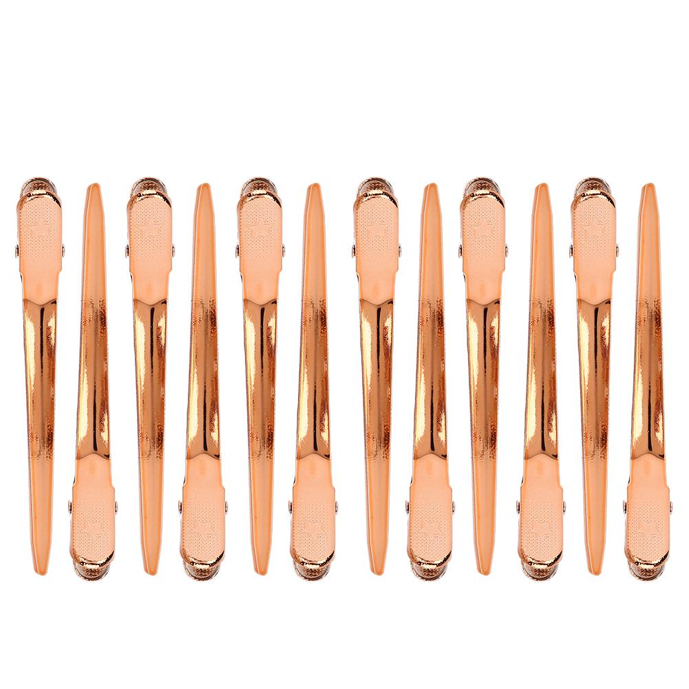 12pcs Salon Clamp Grips Hairdressing Barber Shop Duckbill Hair Clips Hairpin for Salon