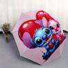Stitch,Lilo Fully Automatic Themed Umbrella - 8 Ribs Durable Iron Frame, Tri-fold Compact Design, Perfect As a Gift, Travel Umbrella, Unisex