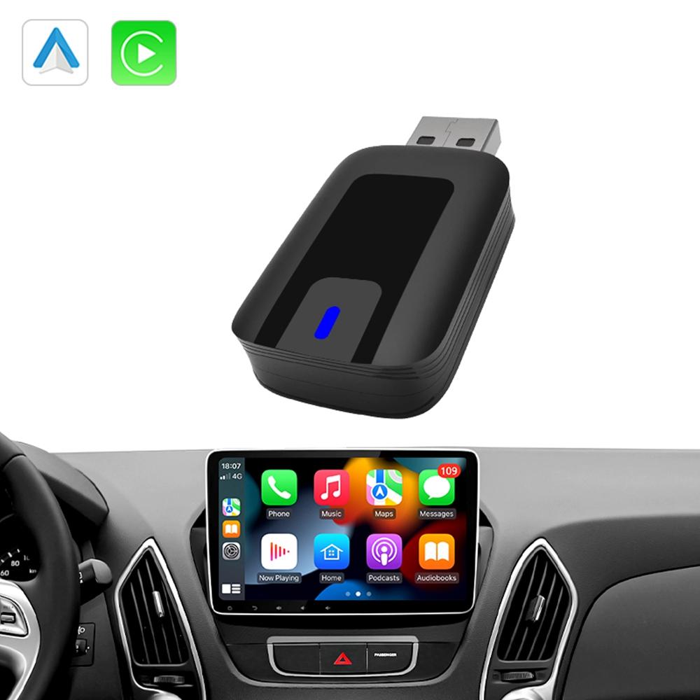 AB025-E CarPlay Android Auto 2 In 1 Wireless Adapter Bluetooth-Compatible WiFi Wired To Wireless Car Converter