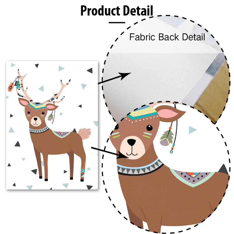 kawaii Bear Deer Owl Fox Monkey Feather Nursery Animal Posters And Prints Wall Art Canvas Painting Pictures Baby Kids Room Decor