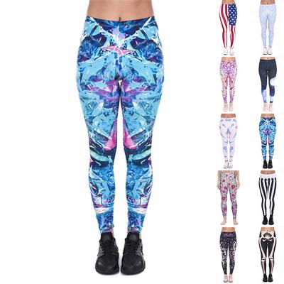 Womens Multi-colored Ice Cubes Prints Stretch Yoga Leggings Fitness Running Gym Sports Active Pants