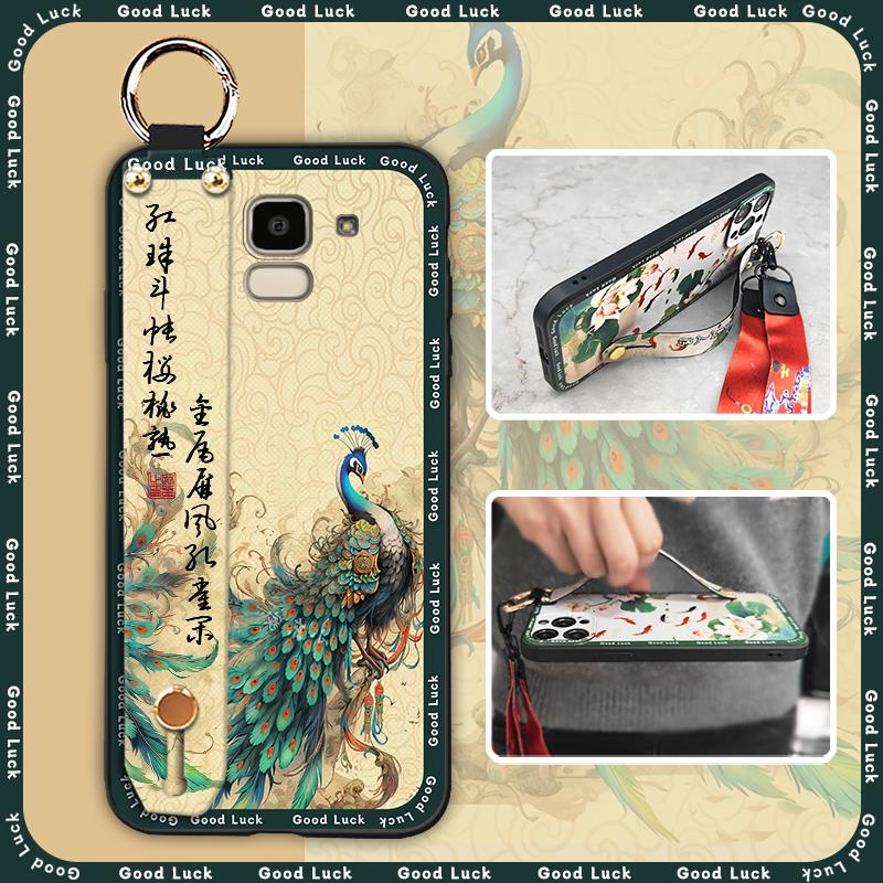 Wrist Strap Chinese Style Phone Case For Samsung Galaxy J6 2018/SM-J600F Anti-dust Kickstand Shockproof Fashion Durable