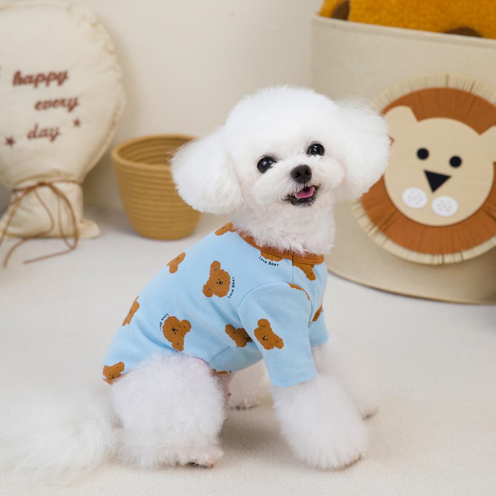 Pet Teddy Bear Base Shirt Small Dog Pet Clothing New Comfortable Clothing Elastic Printed Bear Four-color T-shirt Puppy Clothes