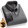 Men Retro Winter Pullovers Men Polo Neck Sweaters Fashion Striped Fleece Lined Polo Shirt Jumper Thick Knitting Sweaters
