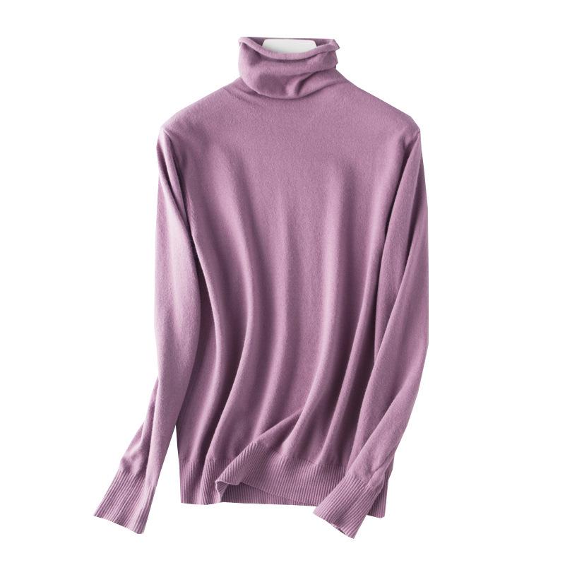 Maglione pullover a collo alto in pile da donna - Versatile e vestibilità aderente