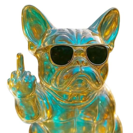 Middle Finger Bulldog Statue Resin Flip-off French Bulldog with Sunglasses Peeing Bulldog