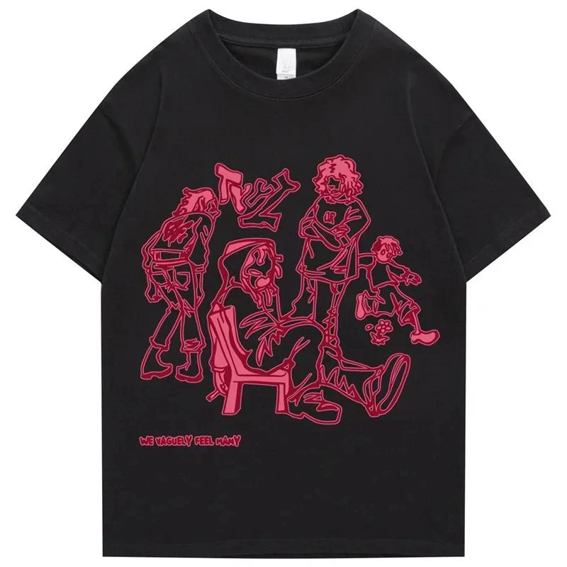 Tshirt Unisex s Street Clothing Hiphop Skull Cartoon Pattern Tshirt Neutral Cotton Unisex Women Tshirt Top 2026 New Summer