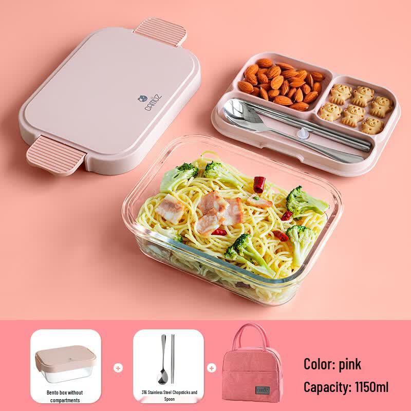 CAMUZ Glass Microwaveable Lunch Box  Food Storage Container No Compartment, 1150ml