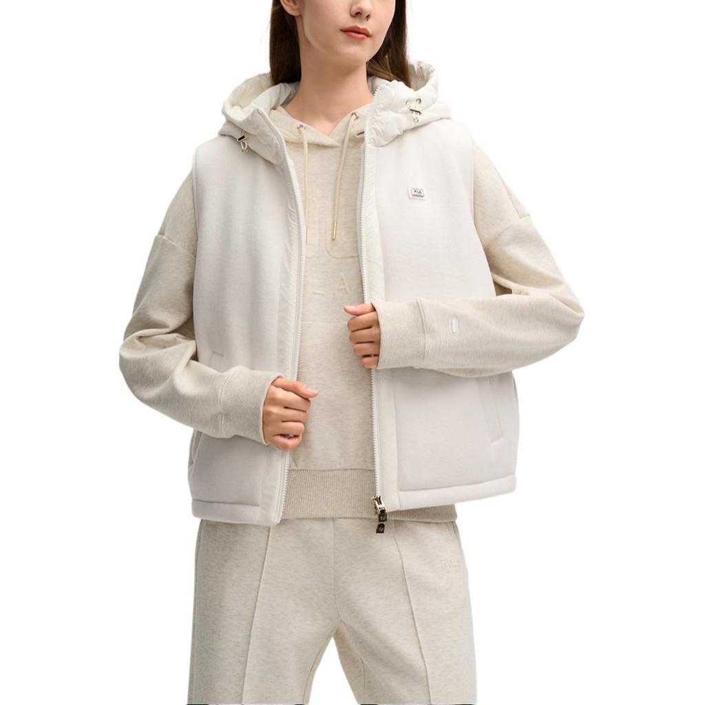 Fila Milano Series Warm Comfortable Versatile Casual Vest Women Vest Ceramic-White F11W515901FIV