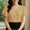 ZANZEA Women Summer V-Neck Ruffles Short Sleeve Casual Blouse