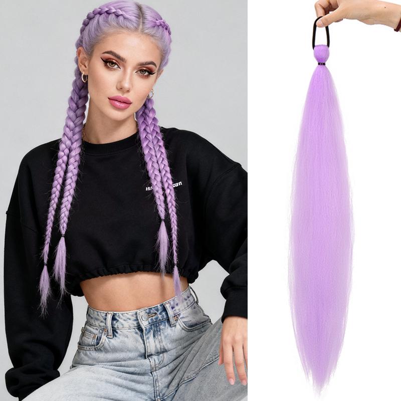 

26-дюймовый синтетический длинный прямой хвост на резинке, красочный заплетенный хвост, наращивание волос, аксессуары для волос для женщин 26inches&1Pcs/Lot