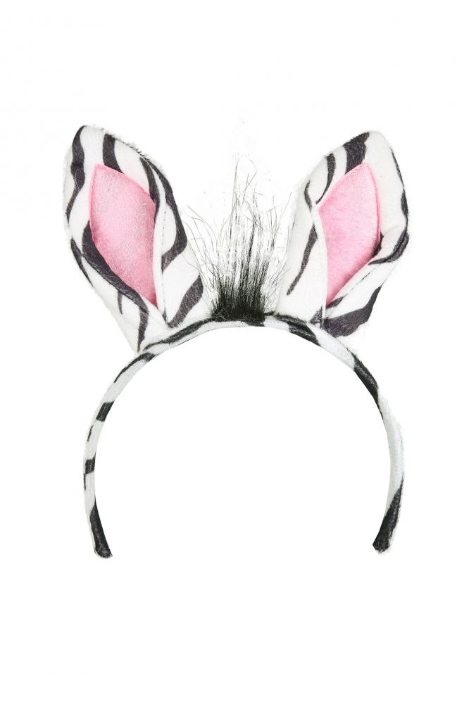 Zebra Headband Ears Tail Zoo Party Costume Set