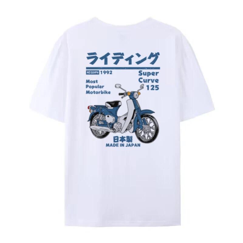 Retro Japanese Motorbike Print TShirt Harajuku Streetwear Graphic Tee Women Unisex Cotton Y2k Vintage Fashion Unisex Top Oversized S