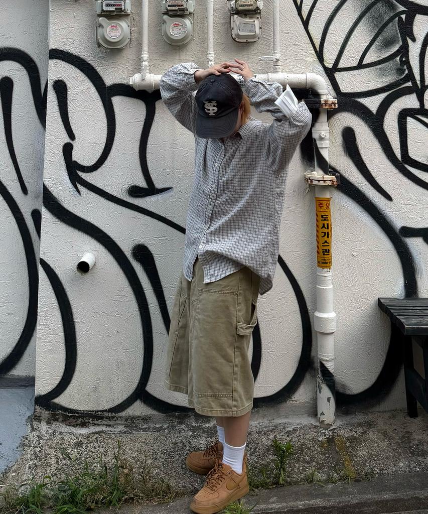 Mubeun Bermuda Workwear Carpenter Pants Shorts Sand Beige