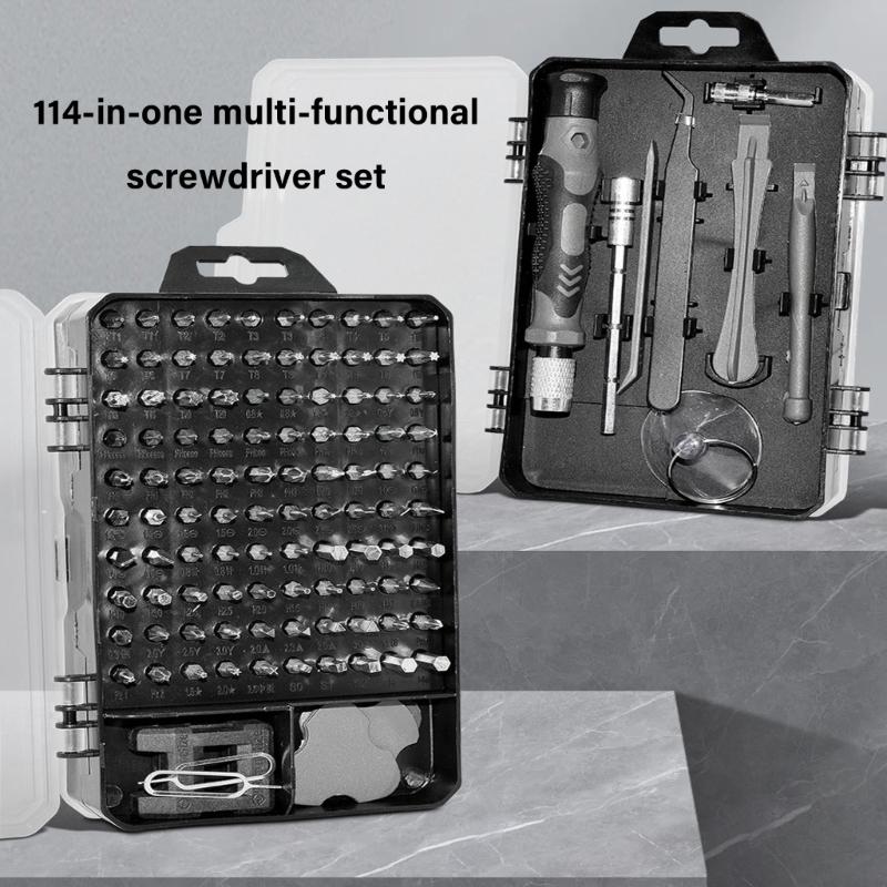 Professional 114 Pieces Magnetic Screwdriver Set with Ergonomic Handle Suitable for Phone Laptop Watches Cameras Repair