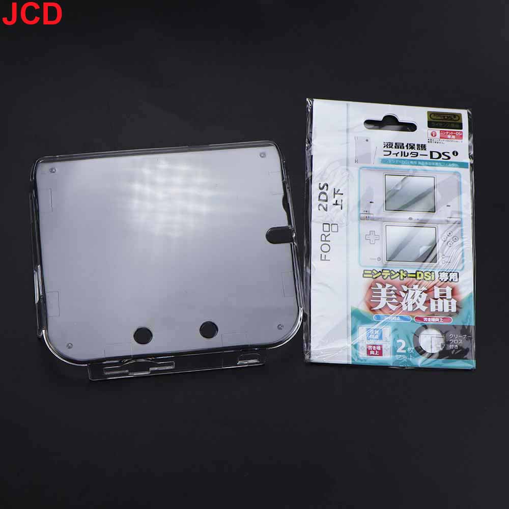 JCD 1piece Clear Crystal Protective Case Cover Hard Shell Skin for 2DS + Anti Dust Film For 2DS Screen Protector