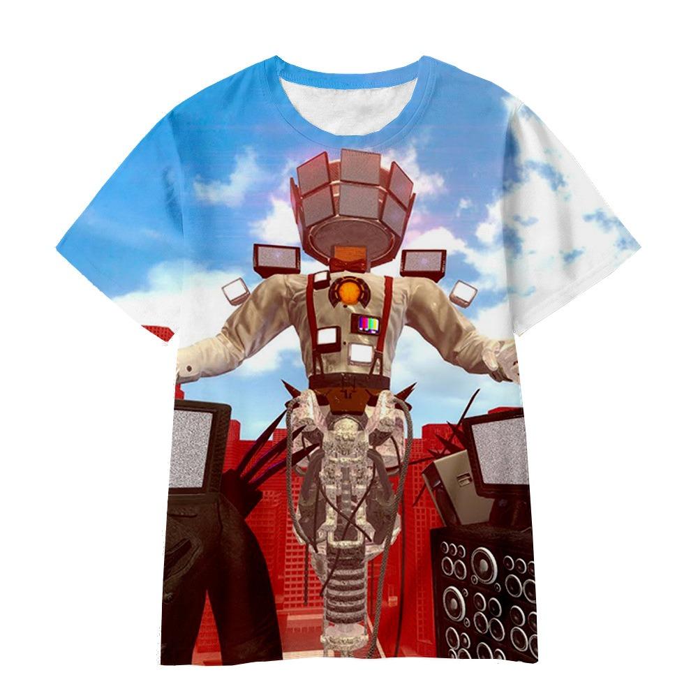 Cartoon Animation Surveillance Man Toilet Man TV Man Funny Cartoon Series 3D Printing Casual Loose Children's Clothing T-Shirt