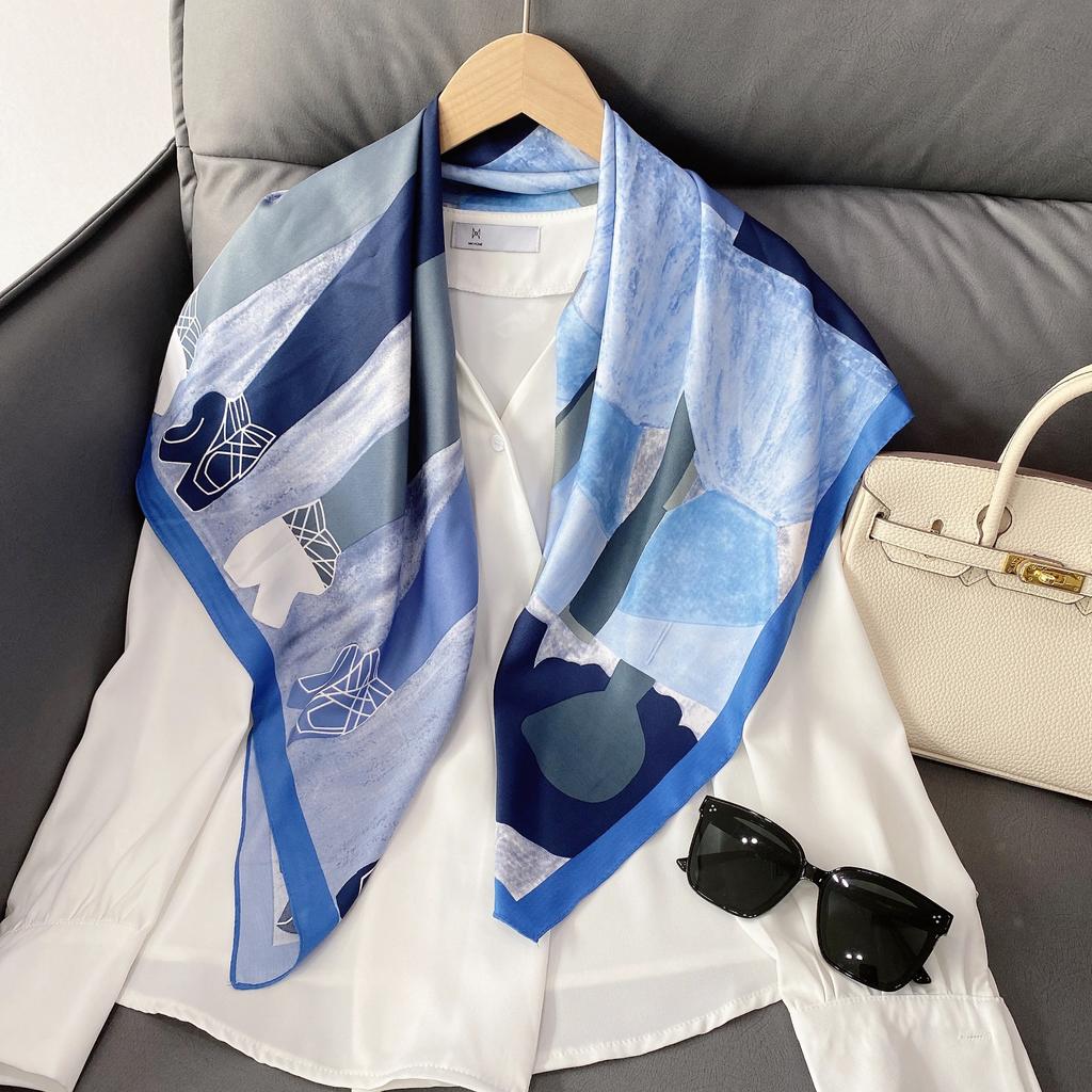90CM Four Seasons Square Large Square Scarf Luxury Decorative Shirt Professional Headscarf Hairband Sunscreen Headscarf