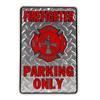 TGLLC Treasure Gurus Firefighter Parking Only Embossed Diamond Plate Tin Sign