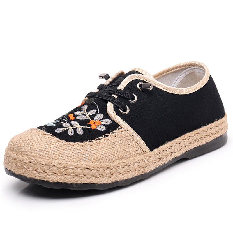 Spring and Autumn New Fisherman Shoes Old Beijing Cloth Shoes Women's Ethnic Style Embroidered Shoes One Pedal Lazy Casual Big Head Shoes