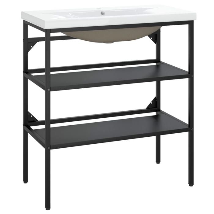 VidaXL Cadre de lavabo de salle de bain vasque à encastrer Noir Fer 3101378