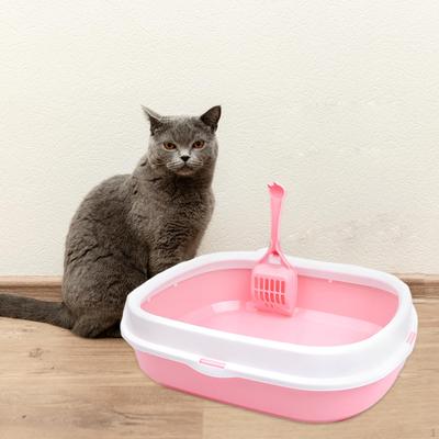 Katzentoilette mit hohen Seiten, langlebig für alle Arten von robusten, spritzwassergeschützten Haustieren mit offener Oberseite