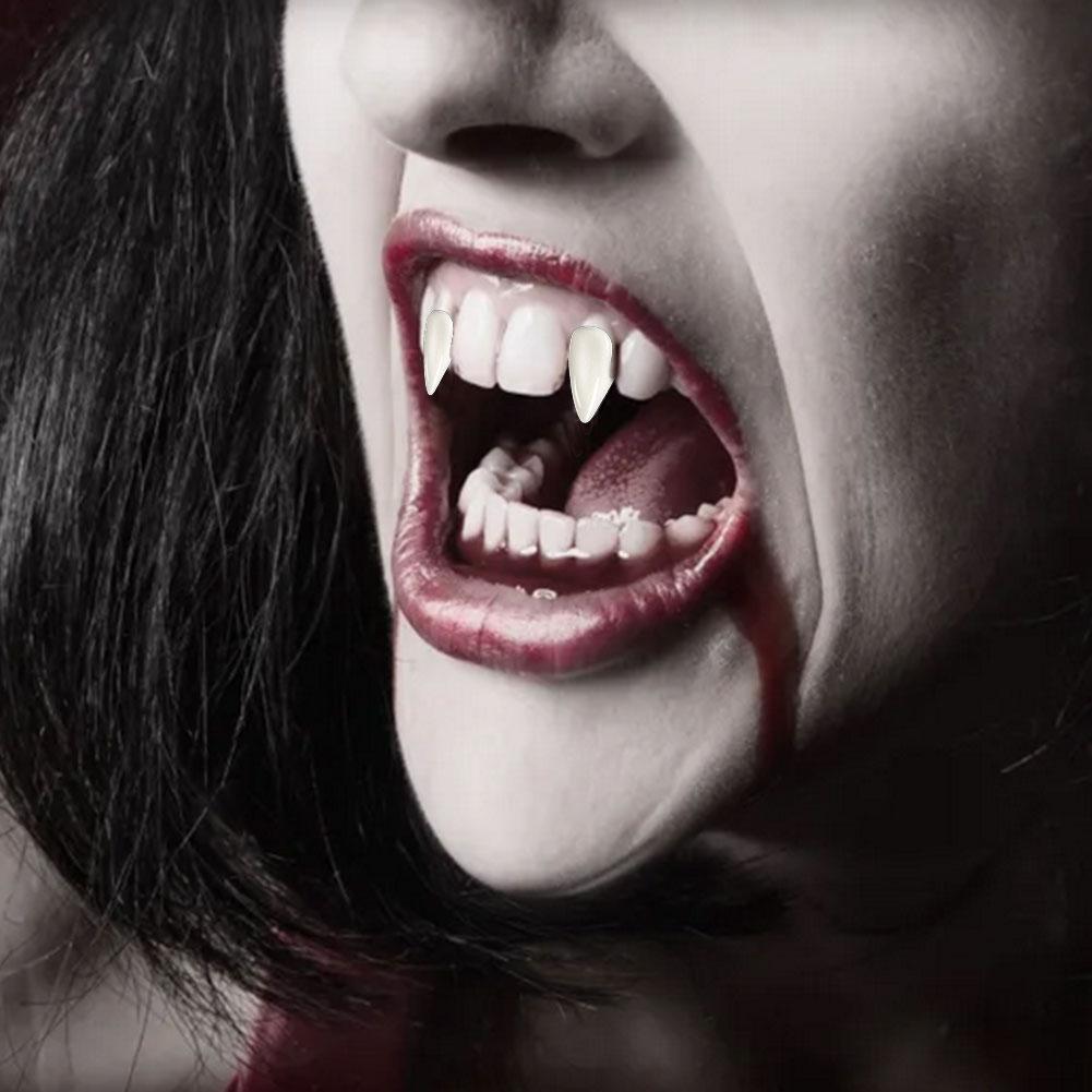 Halloween Vampire Dentures Prop with Teeth Glue Vampire Teeth Cosplay Props Resin Vampire False Teeth for Party Costume DIY