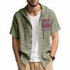 Men's Solid-color Casual Short-sleeved Shirt with a Hood, Fashionable and Loose Vacation Beach Men's Shirt