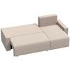 Corner Sofa with Sleep Function and Reversible Chaise Longue, L-Shaped 3-Seater Sofa with Velour Cover, Beige