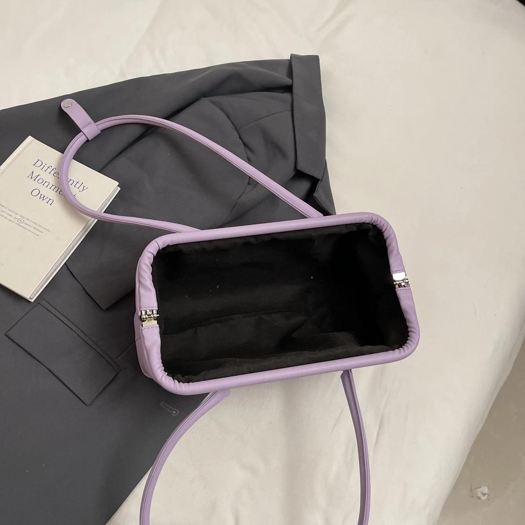 Solid Color PU Leather Underarm Bags For Women 2025 Spring Korean Fashion Retro Simple Shoulder Bag Lady Handbags And Purses