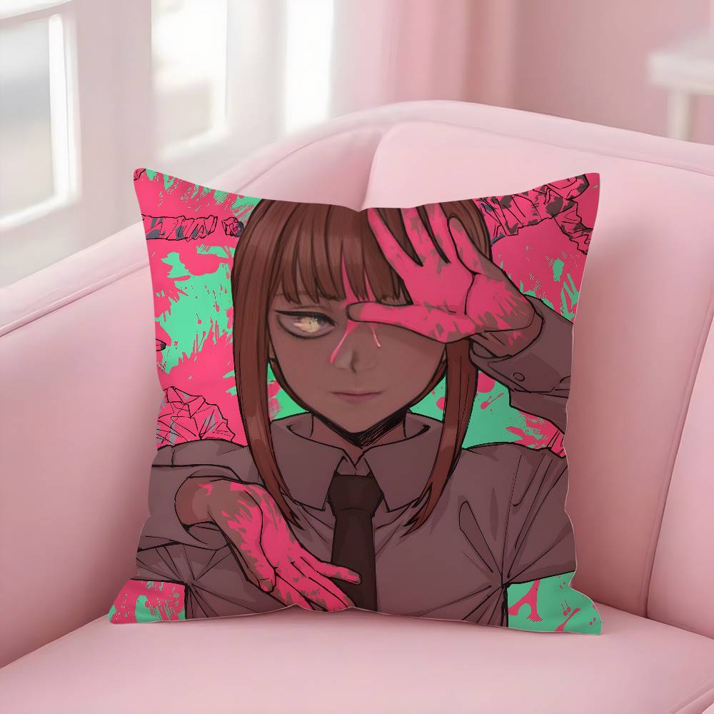 Popular Anime C-Chainsaw Mans Pillow Case Soft Plush Fabric Double Sided Print Decorative Home Living Room Gift Cushion Cover