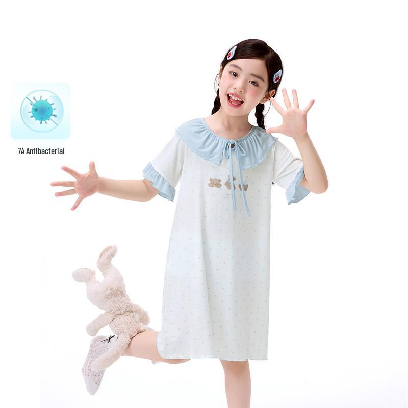 Girls  7A Anti-Bacterial Doll Collar Summer Pajama Dress 120