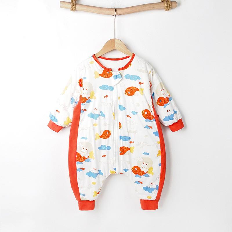 Kids Cotton Warm Sleeping Bag With Legs Winter 3-8 Years Old Toddler Sleepwear Anti-Kick Belly Protection