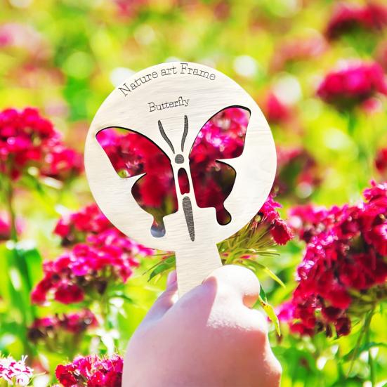 Wooden Nature Art Frame Hollow Butterfly Bee Ladybug Frame Photography Prop Educational Toy for Kids Photography Enthusiasts