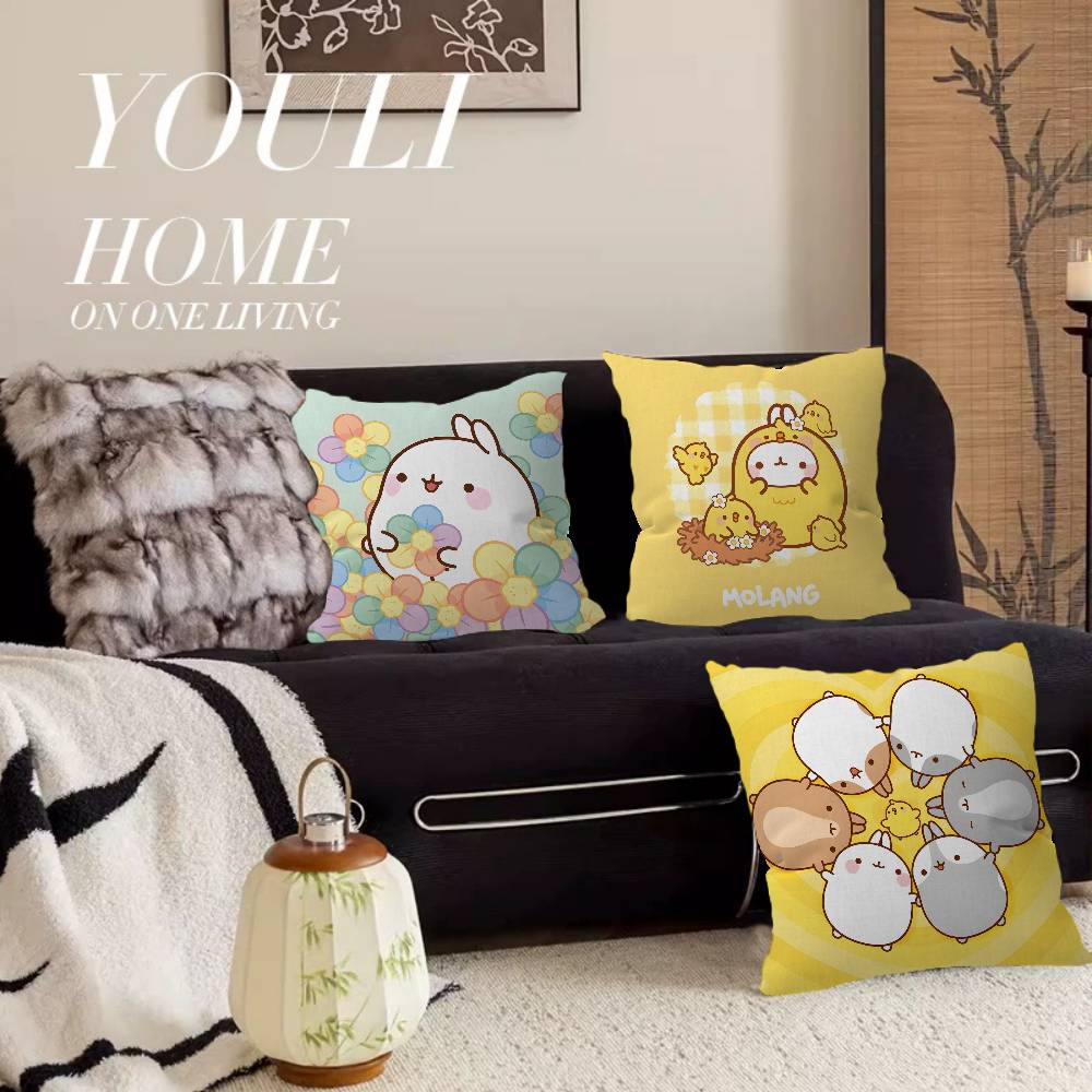Anime Cute M-Molang Maple Design Cushion Cover Happy Autumn Harvest decor Holiday Decorati Pillow Cover