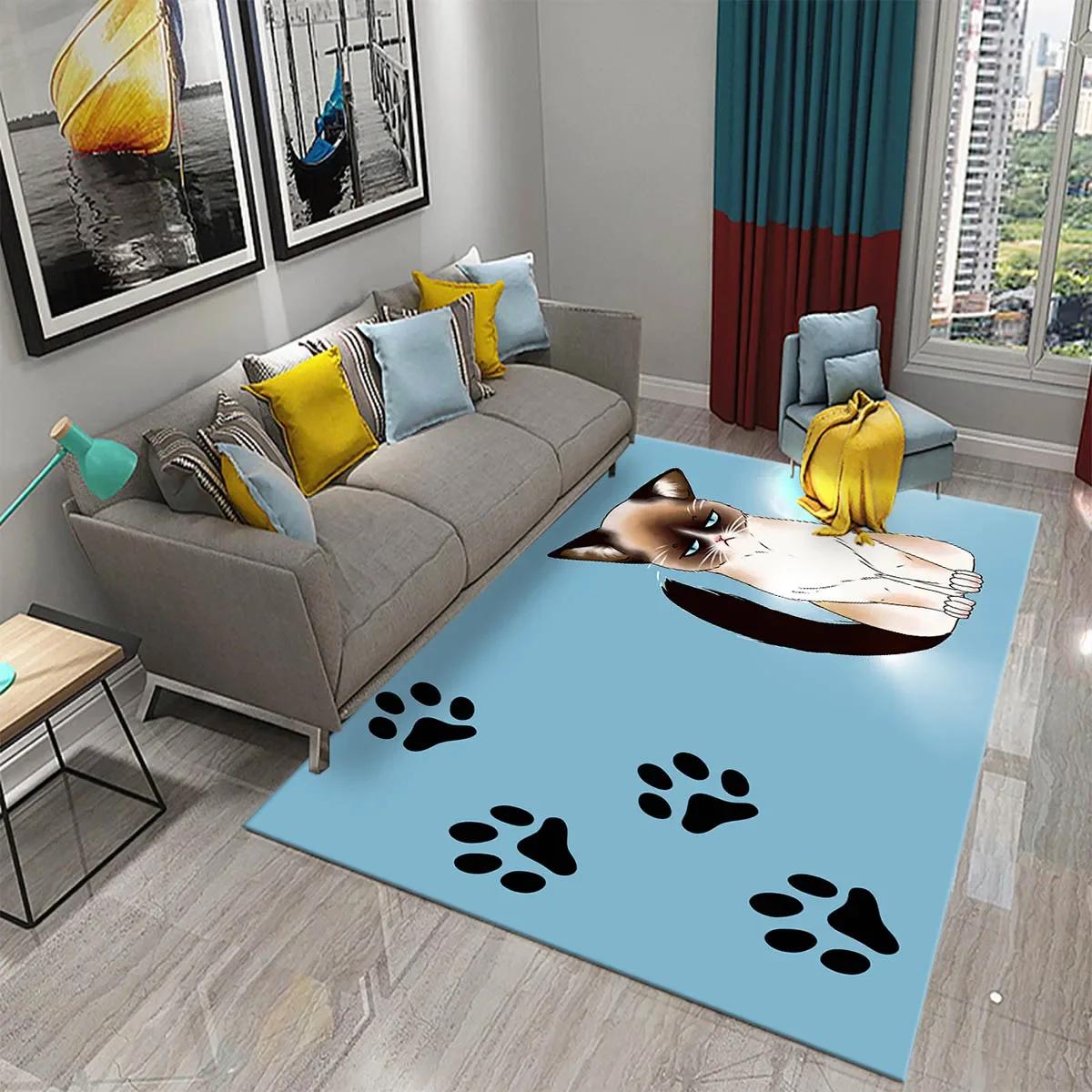 

Cartoon Cat Pattern Carpet King Size Non Slip Floor Mat for Bedroom Living Room Bathroom Home Decor Soft Household Rug 50x80cm