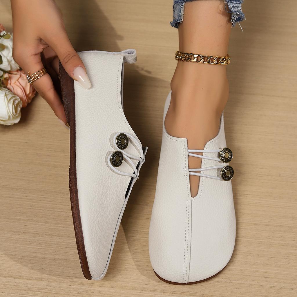 Large Size Flat Bottom Low Top Single Shoes Women's New Retro Style V Mouth Light Lazy Work Shoes