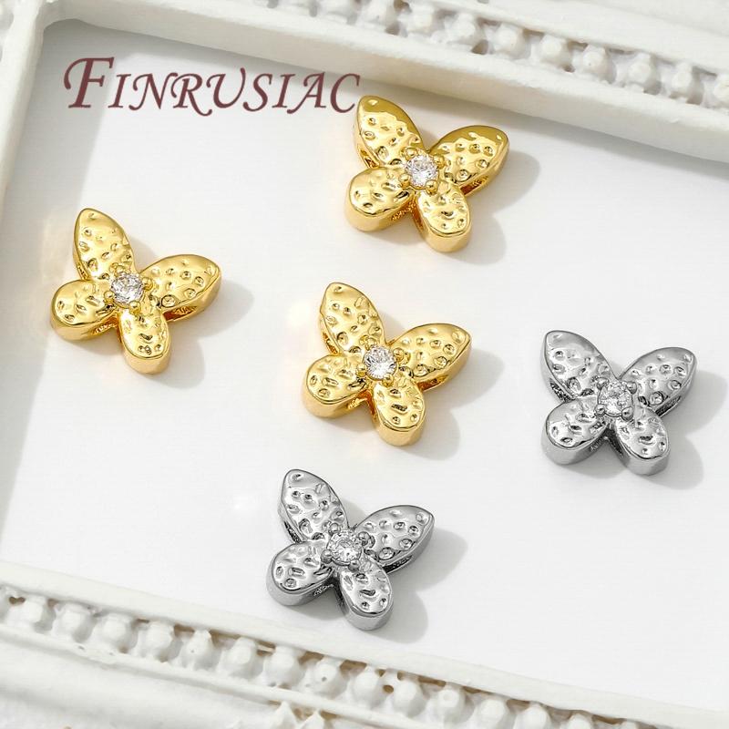 18K Gold Plated Brass Butterfly Spacer Beads Separators For Bracelets Accessories DIY Jewelry Making Supplies Metal Beads
