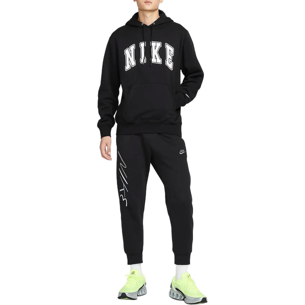 Nike Club Fashion Versatile Casual Fleece Pullover Hoodie Men Hoodies Black White FZ0872-010