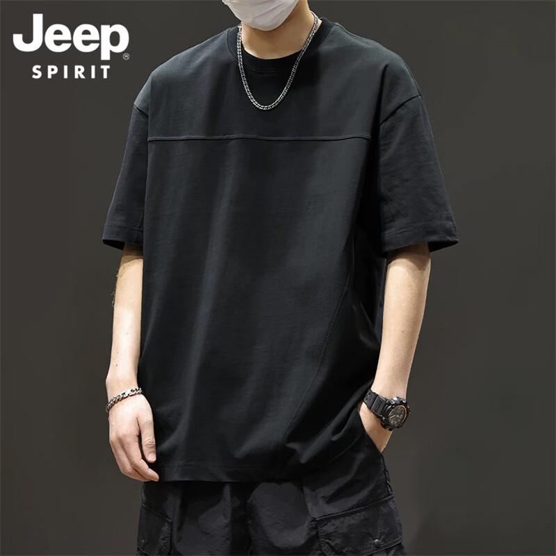 JEEP SPIRIT Men s Loose-Fit Cotton Short Sleeve T-Shirt L чёрный
