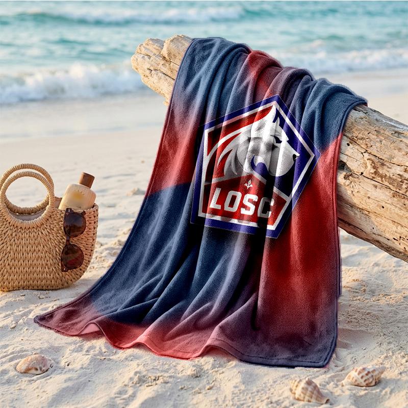 LOSC Lille FC Print Microfiber Beach Towel Quick Dry Absorbent Large Towel For Beach Swimming Travel